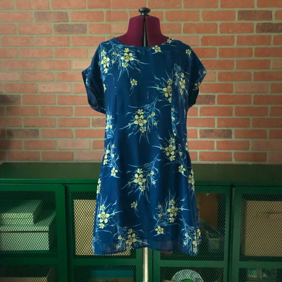 Band of Gypsies Blue Floral Flowy Dress - Picture 2 of 5